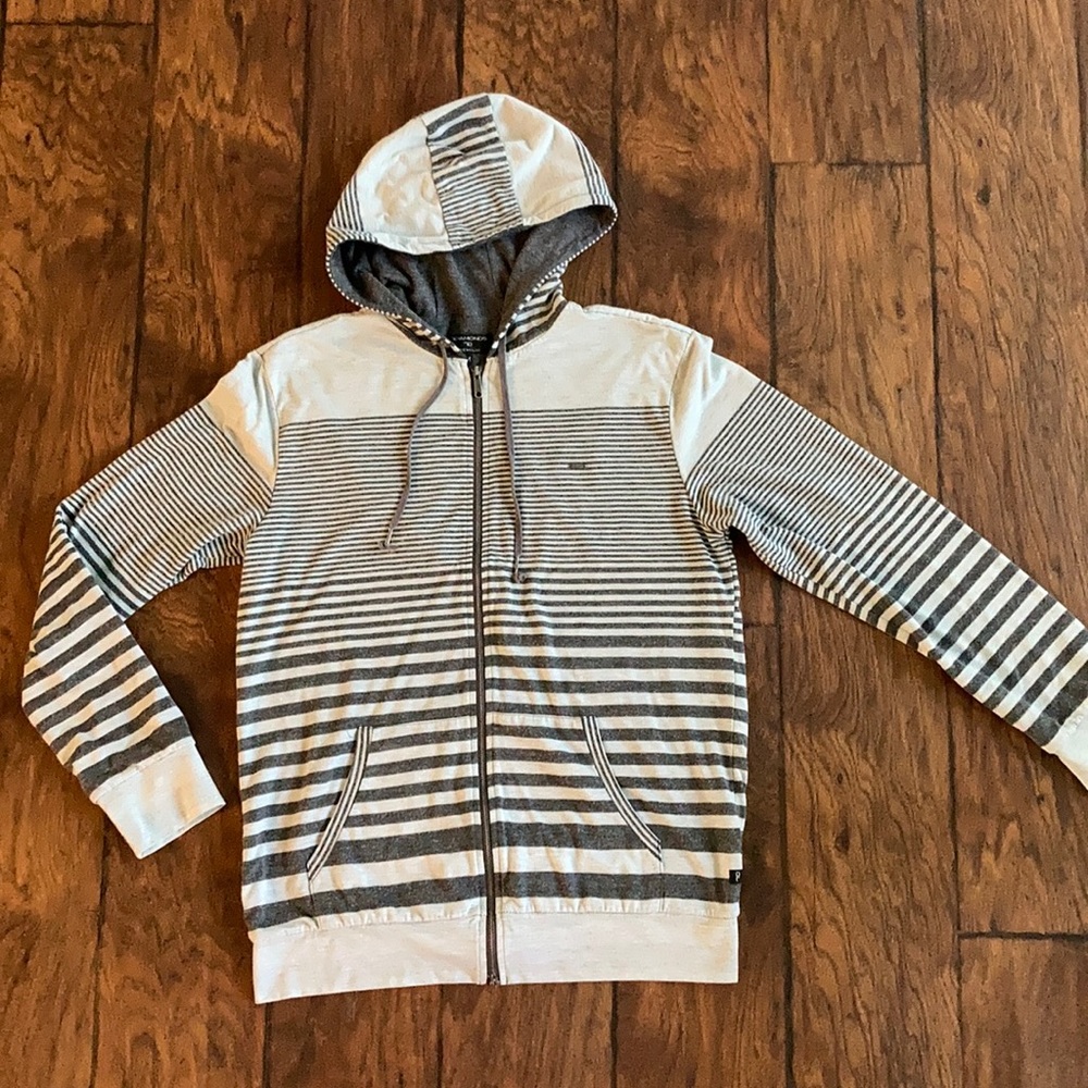 7 DIAMONDS striped zip up hoodie Size M EUC